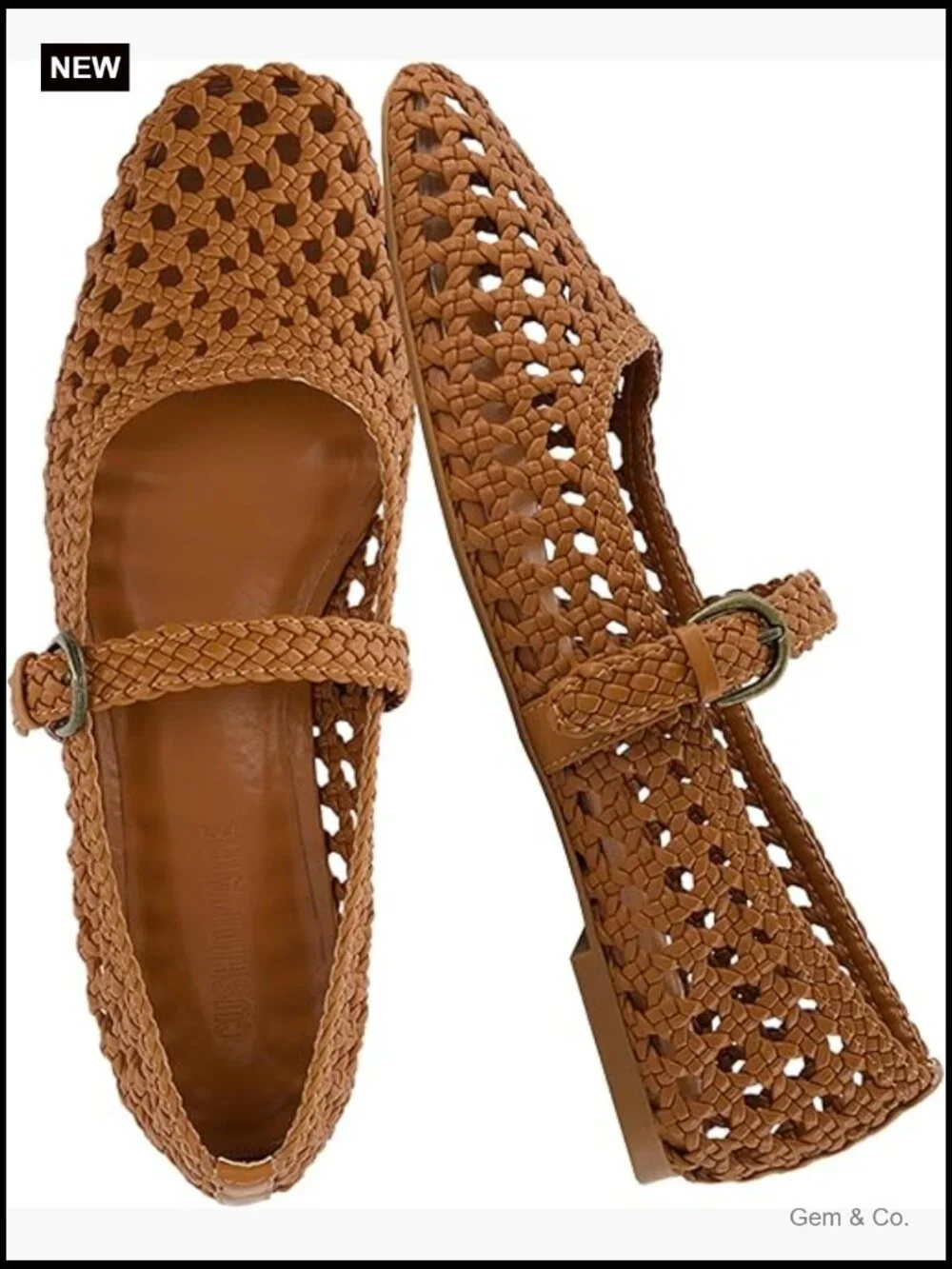 Hand Woven Mary Jane Flats with Adjustable Buckle and Memory Foam